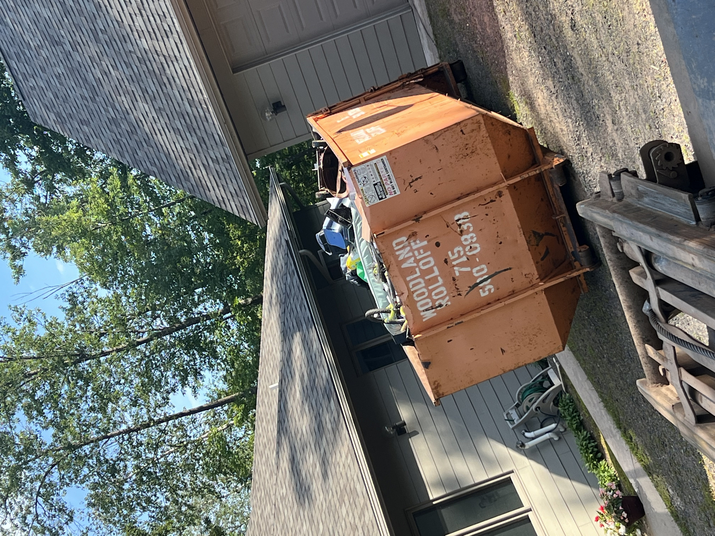 Woodland Rolloff dumpster at residential cleanout