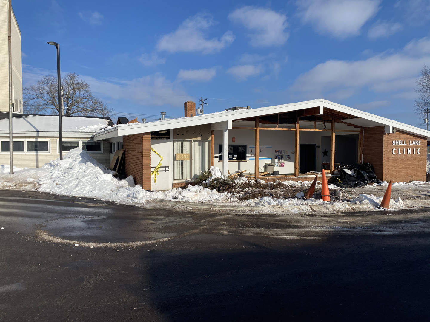 Shell Lake Clinic building before demolition